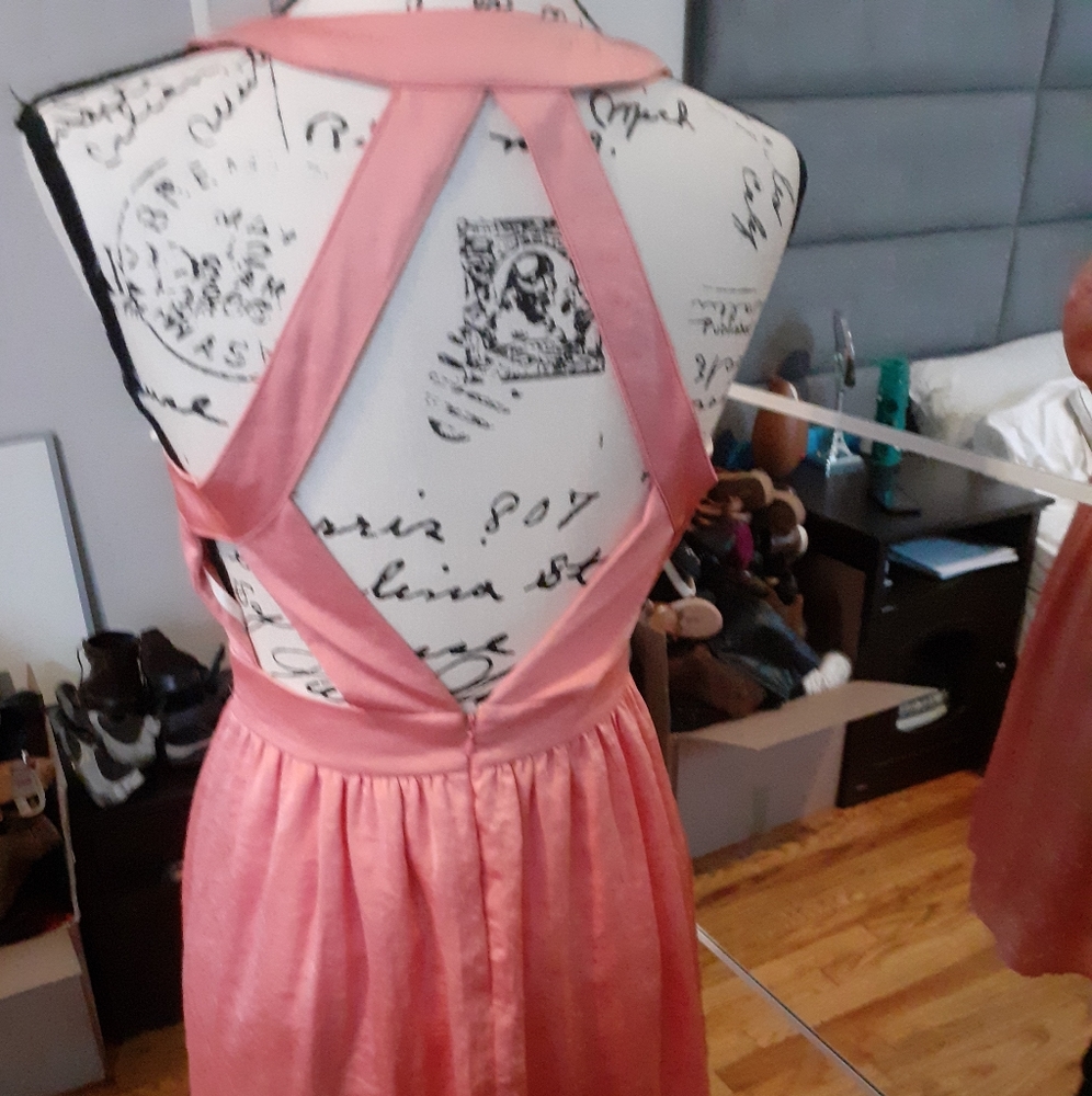 BCBGeneration Peach Satin cut out dress - Picture 4 of 7